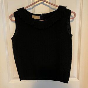 Vintage Koret of California Black Sleeveless Zipper Top Size Small